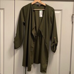 Papaya Dark Green Trench Coat with Buttoned Sleeves